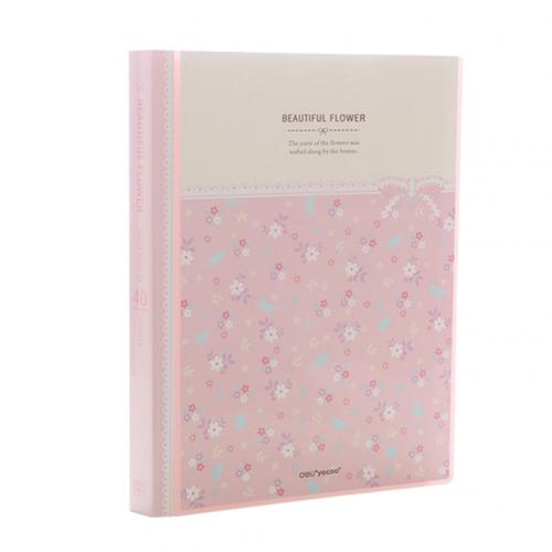 40 Pages A4 Paper Documents Floral File Holders Storage Binder Folder Pouch: Pink