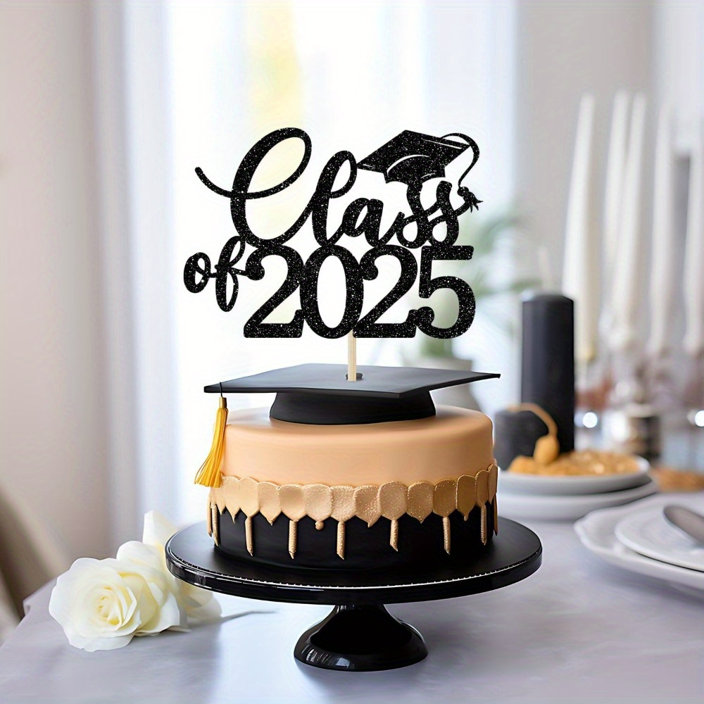 1 Pack Class of Cake Topper, Graduation Party Decoration, Congratulations Graduation, Happy Graduation Party Decor: black