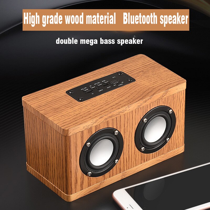 Holz und leder Bluetooth lautsprecher Stereo hyper Bass hohe Treue HiFi wirkung volle frequenz doppel lautsprecher drahtlose musik spielen