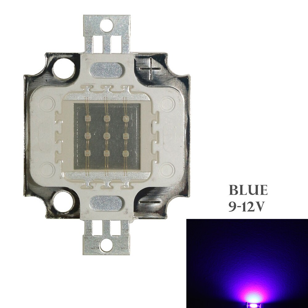 2pc fuld effekt 10w kobberramme med siliverende integreret led chip 9-12v rgb led modul med lyserød fuld speturm til projektør: Blå 9-11v