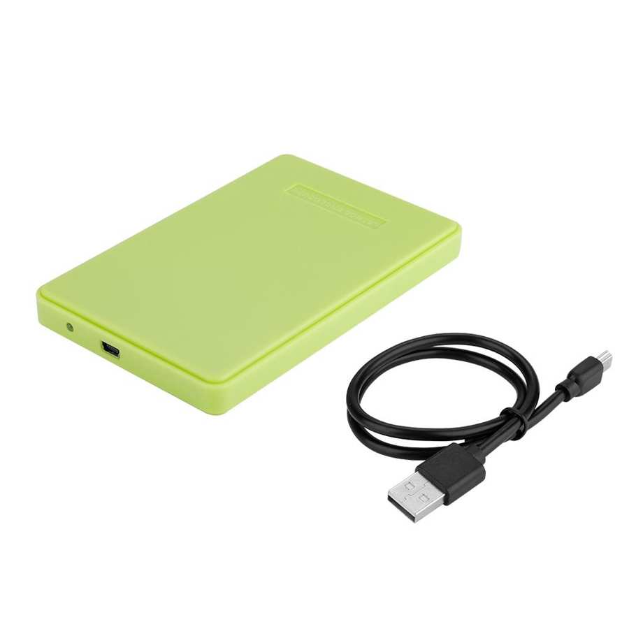 Solar battery Solar battery power 2.5inch SSD External Enclosure USB 2.0 Hard Drive Case rechargeable battery: green