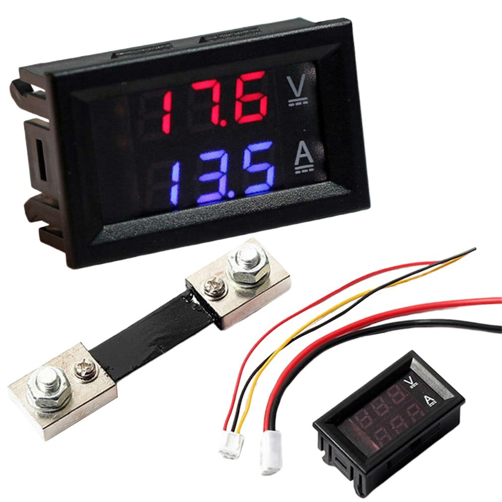 Led Digital Voltmeter Ammeter Us Dc 100V 10/50 / 100A Voltmeter Ammeter Led Dual Digital Volt Amp Meter Gauge: 100A x shunt