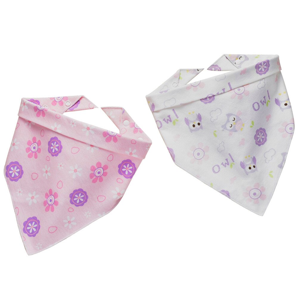 2 Pack Cotton Baby Bibs Baby Double-Sided Snap Button Triangular Baby Bibs Scarf Bib: Donkergrijs