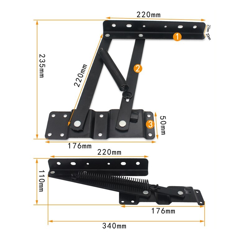 1 Pair of Springs, Coffee Table, Desk, Lifting and Folding Bracket, Furniture, Coffee Table, Hydraulic Buffer Lifter