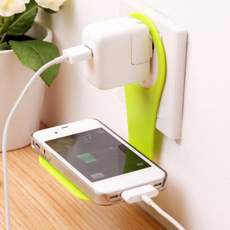 Opvouwbare mobiele telefoon muurlader adapter oplaadhouder hangende standaard beugel ondersteuning oplaadhanger rek plank mobiele telefoon haak