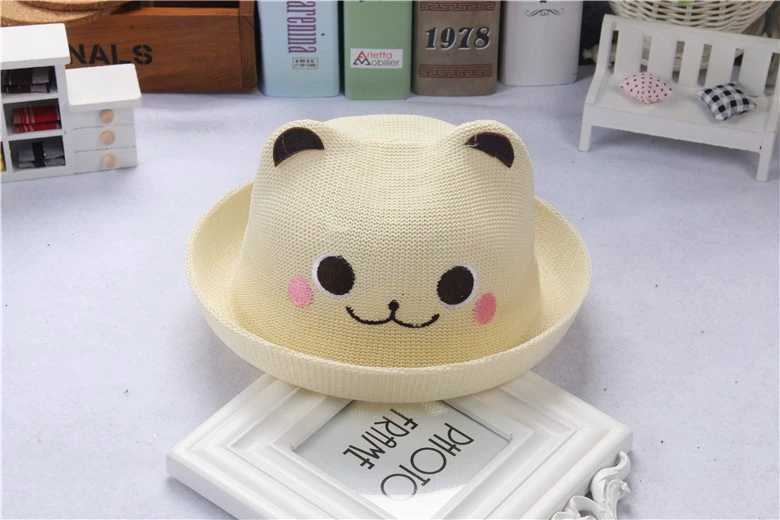 summer Cute Cartoon Straw Hat Girl Hat Boy cap Child Sun Hat Child Solid Beach Panama Hat: 4