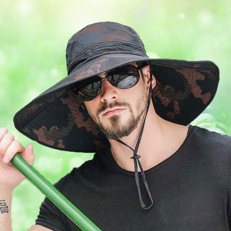 Summer Adjustable Fishing Hats for Men Sun Hat Uv Protection Fisherman Cap Outdoor Foldable Quick-Drying Tourism Unisex Wave Cap: E