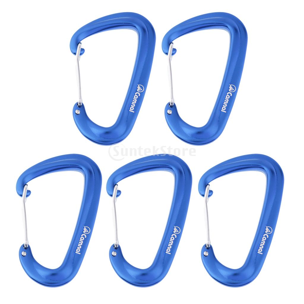 5 Pcs Karabijnhaken 16KN Aluminium Wiregate Karabijnhaken Lichtgewicht Clips Voor Hangmat Camping Swing Yoga: Blue 