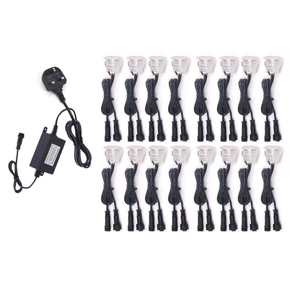 12V LED Deck Light Underground lampa ze stali nierdzewnej wodoodporny IP67 wpuszczone oświetlenie schodowe LED Light Wall Spotlight 16 sztuk/partia: 16pcs UK set / Natural white