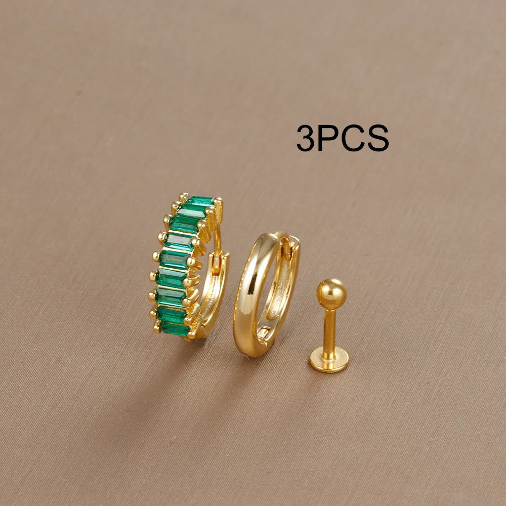 Conjunto de pendientes de aro de círculo redondo para mujer, aretes pequeños de acero inoxidable para Piercing de cartílago, joyería, 3 uds.: Color dorado