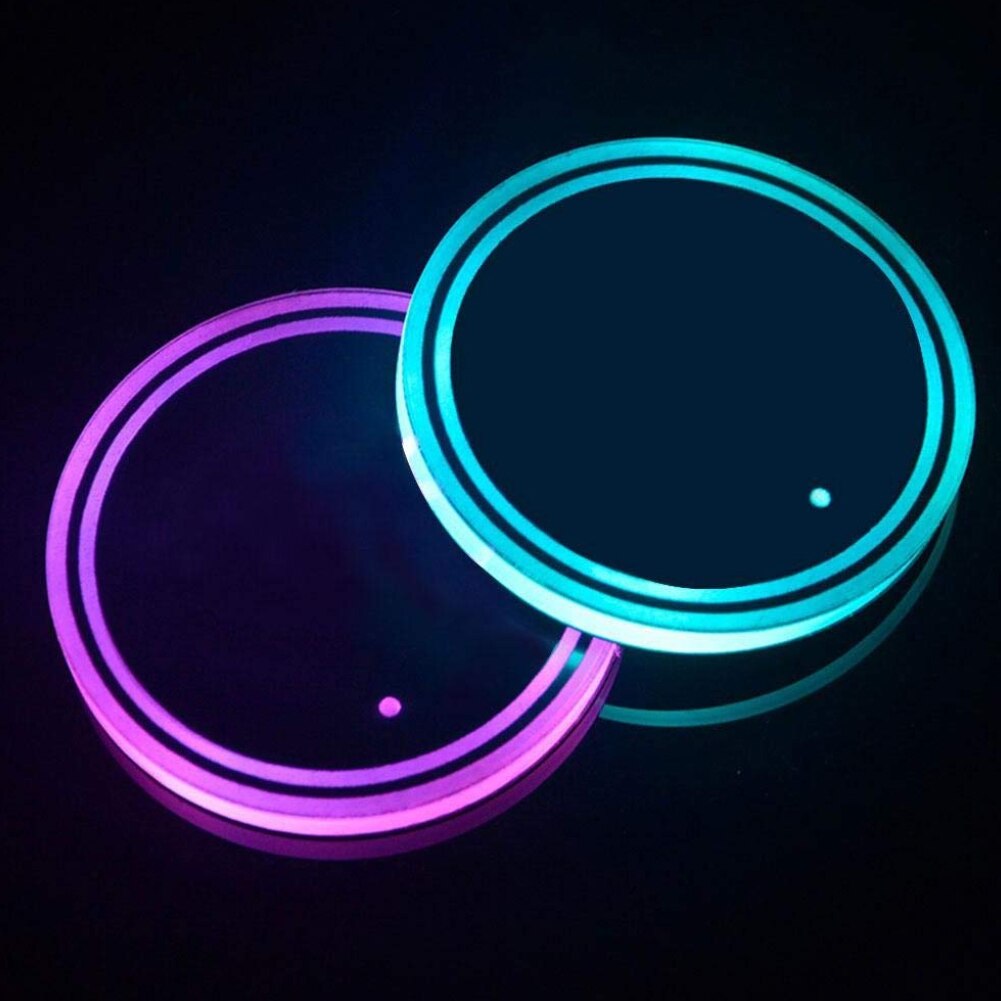 Universal LED Car Cup Holder RGB Light Mat Pad Drink Coaster Interior Decoration Car Cup Pad LED Car Atmosphere Light