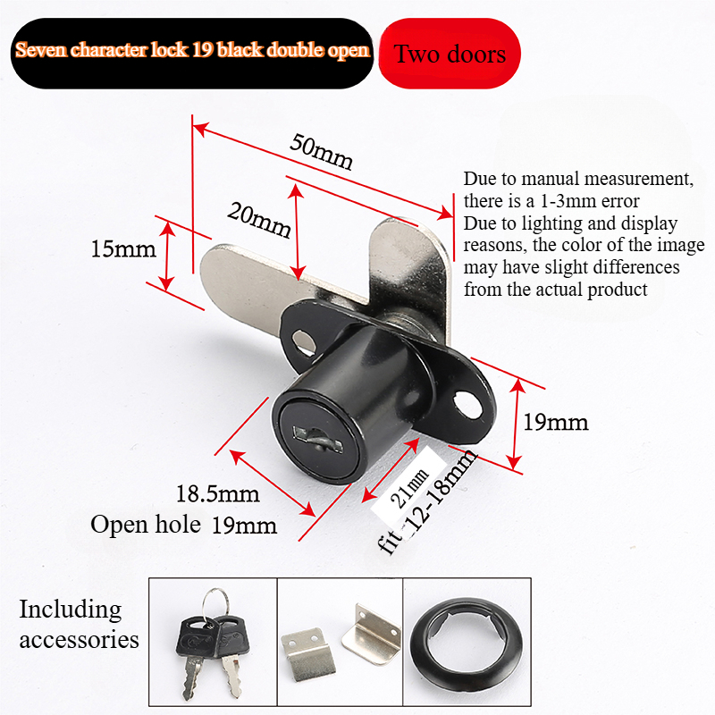 Serratura per porta dell'armadio doppia aperta Serratura per porta dei mobili con linguetta di svolta oposta a forma di 7: Cielo Blu
