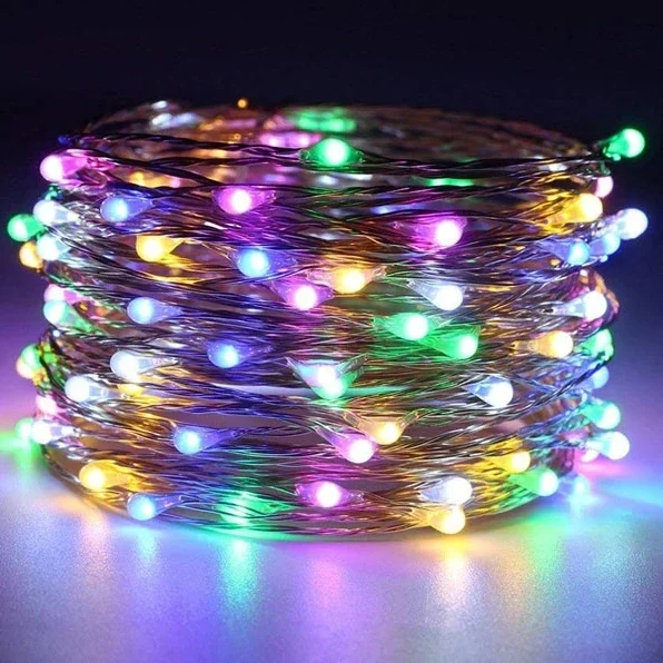 Guirnaldas de luces LED con batería de 1/2/3/5/10/20M, guirnalda de luces de alambre de cobre para dormitorio, jardín, , boda, decoración navideña: changeable / 300 W