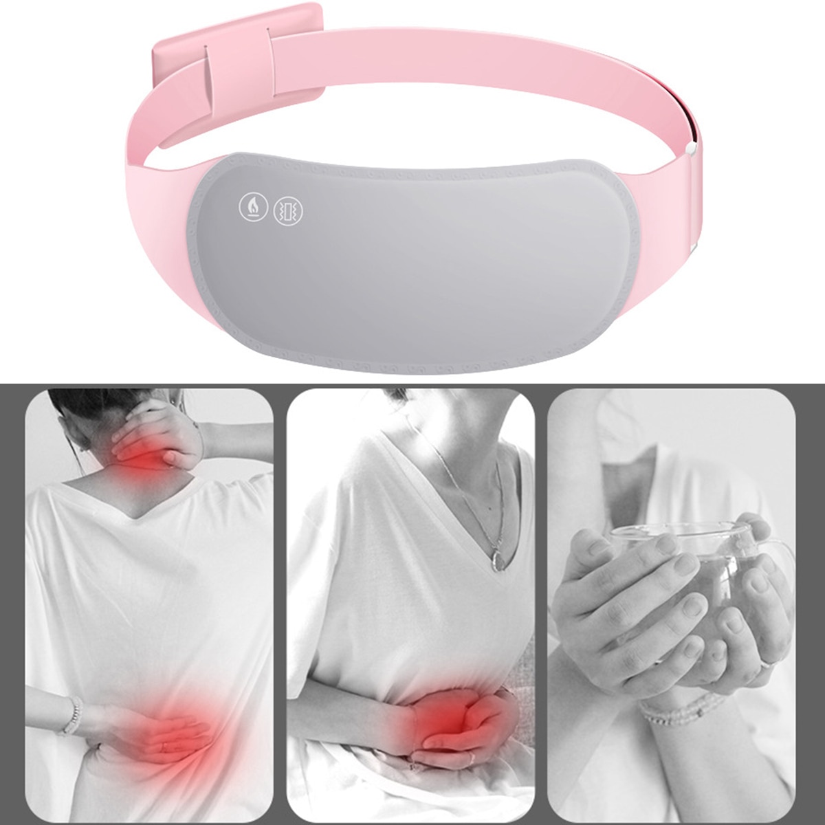 Portable USB Heated Belt Vibration Massage Warm Therapy Body Heating Pad For Woman Menstrual Period Cramps Relief Body Care Pad