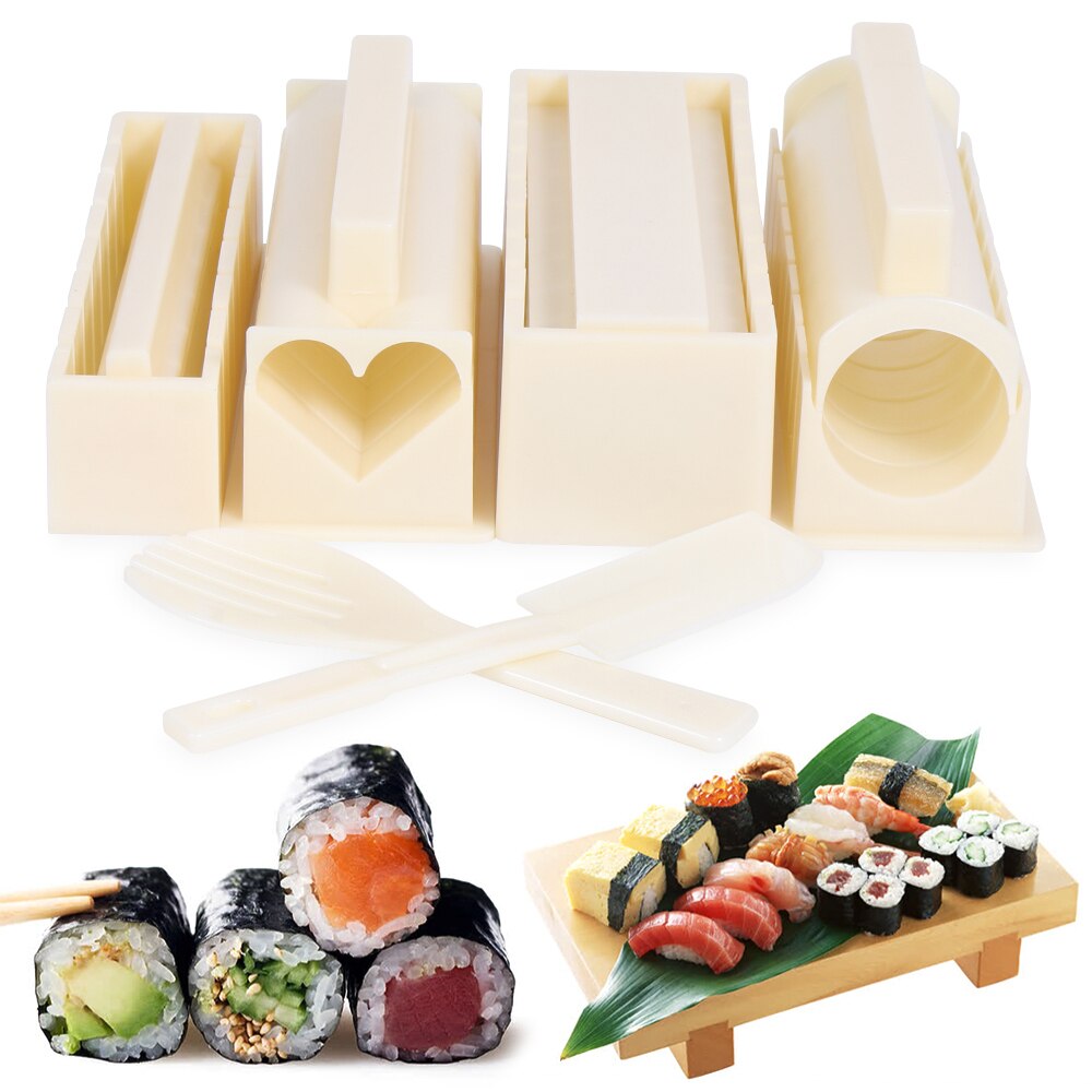 Kit de equipo para hacer Sushi, espátula, tenedor, Bola de arroz japonesa, rollo de pastel, molde para hacer Sushi, 3/10 Uds.