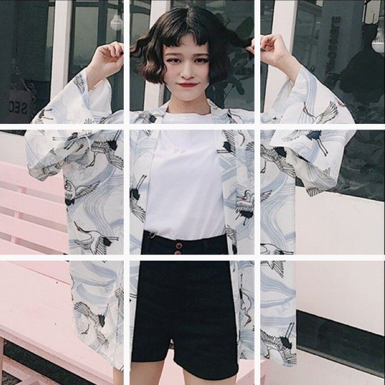 Bella philosophie japon style imprimé vintage Harajuku Style Blouse vagues et vent Dragon chemises japonais manches chauve-souris kimono: 4 KMN003JD