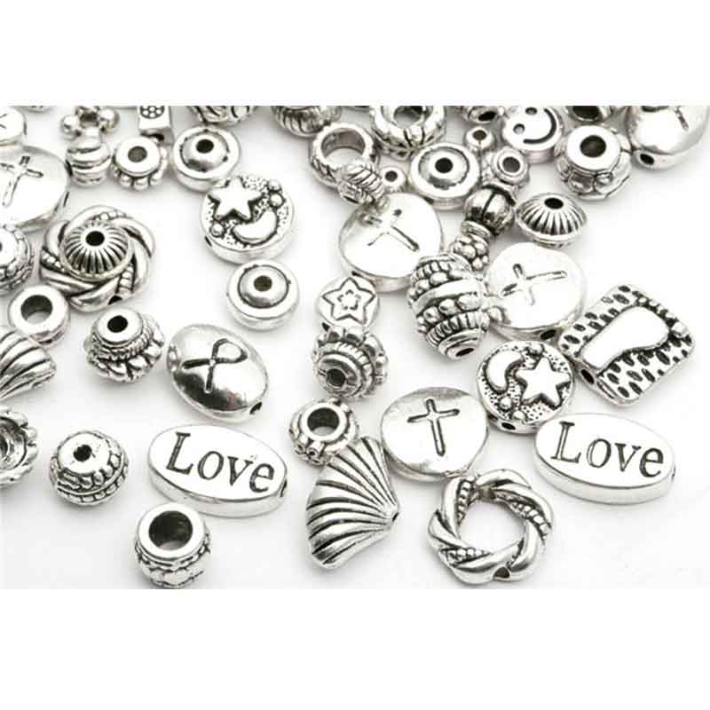 Mixed Size Big Hole Losse Kralen Voor Sieraden Maken Tibetaans Zilveren Kleur DIY Armband Handwerken Charm Leverancier