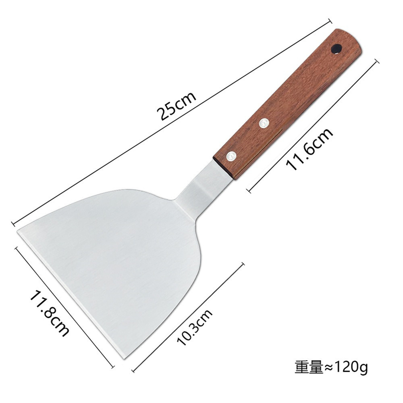 Espátula y raspador de parrilla de acero inoxidable, herramientas de cocina duraderas antiadherentes para barbacoa, pala para Pizza, tortitas, carne, utensilios para barbacoa: Claro