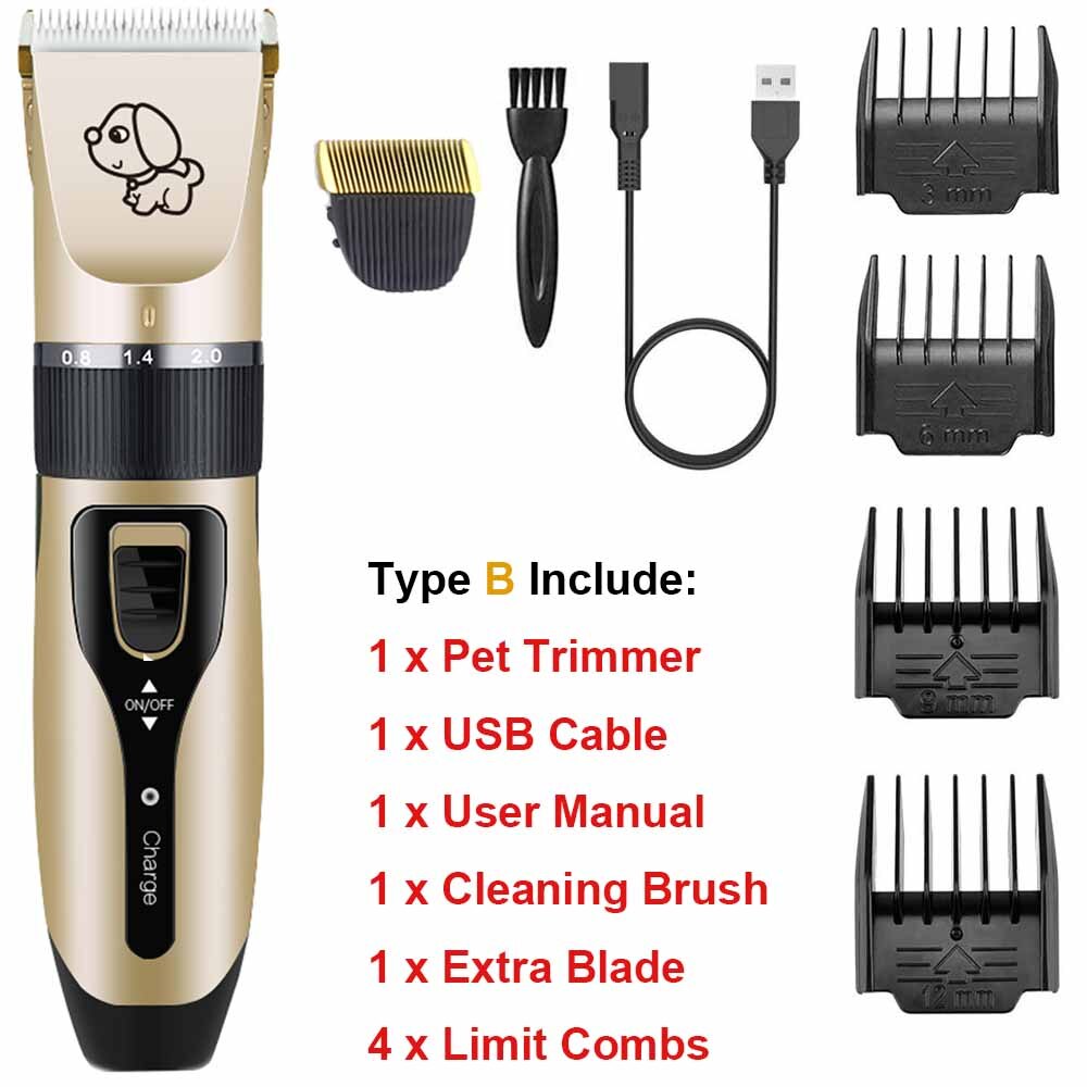 Elektrische Hond Haar Trimmer Usb Opladen Huisdier Tondeuse Oplaadbare Low-Noise Kat Hair Remover Grooming Haar Snijder Machine: Type B