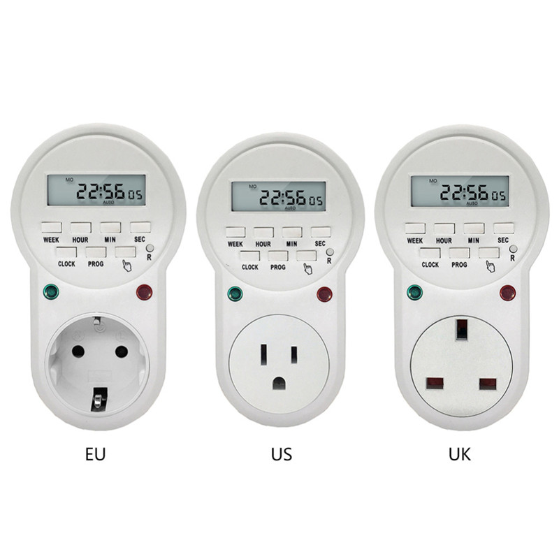 EU/USA/UK Timer Plug Electronic Timer Digital Programmable Socket Switch Energy Saving