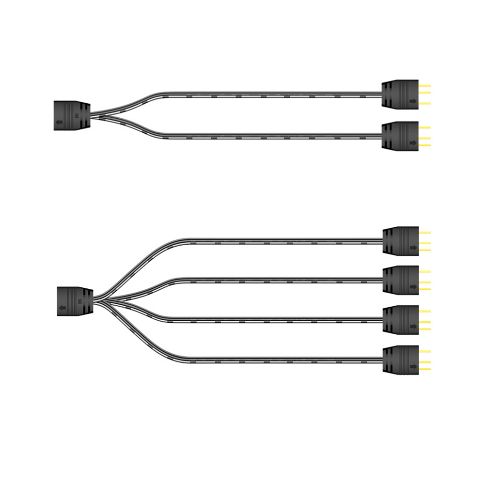 COOLMOON-conector ARGB de 5V y 3 pines para ventilador de ordenador, Cable de extensión de 1 a 2 y 4 ventiladores, Divisor de Cable de alimentación para placa madre