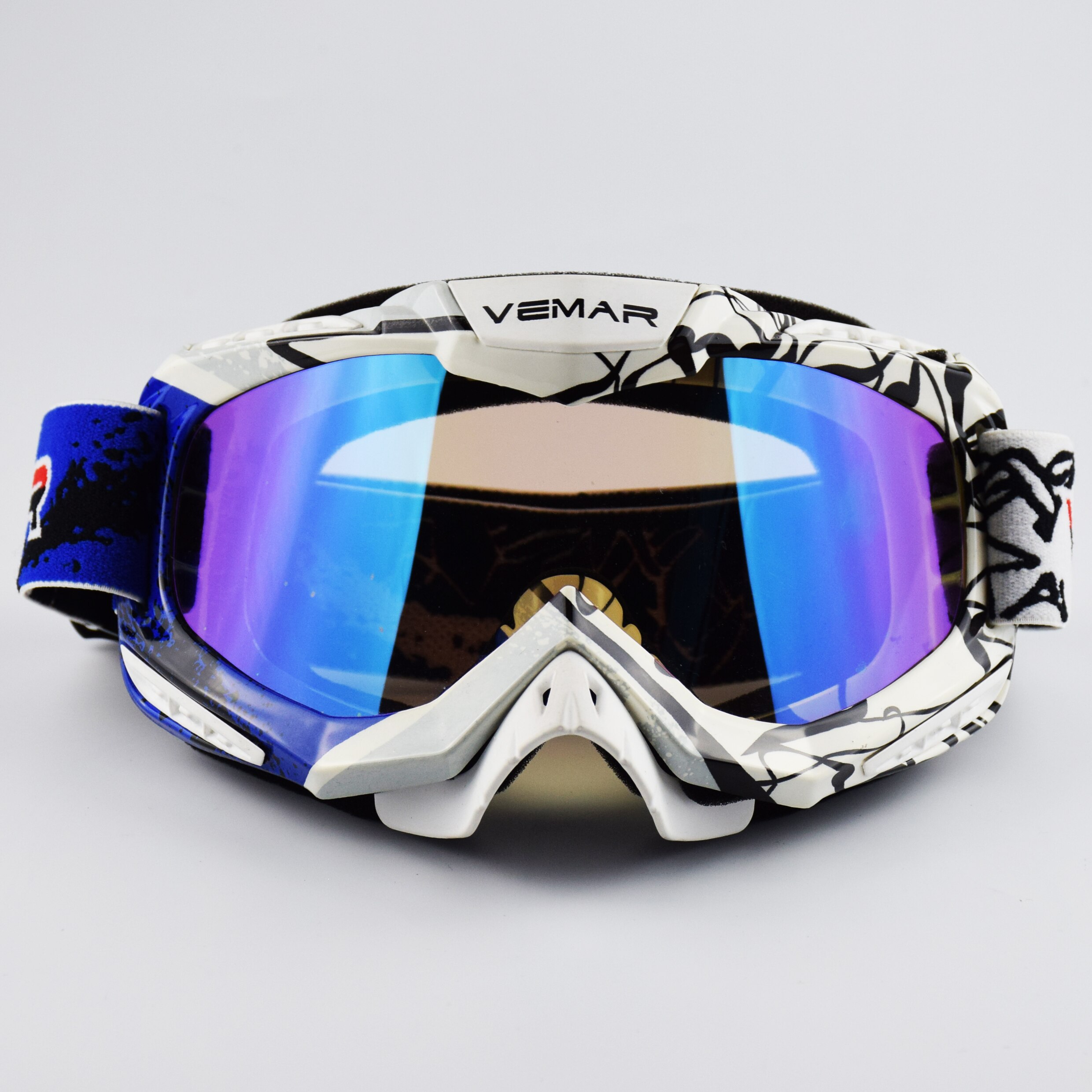 VEMAR Moto cross lunettes saleté vélo Moto cross lunettes Moto Cross lunettes vtt MX équitation lunettes masque moto cross: Blue-QU1026