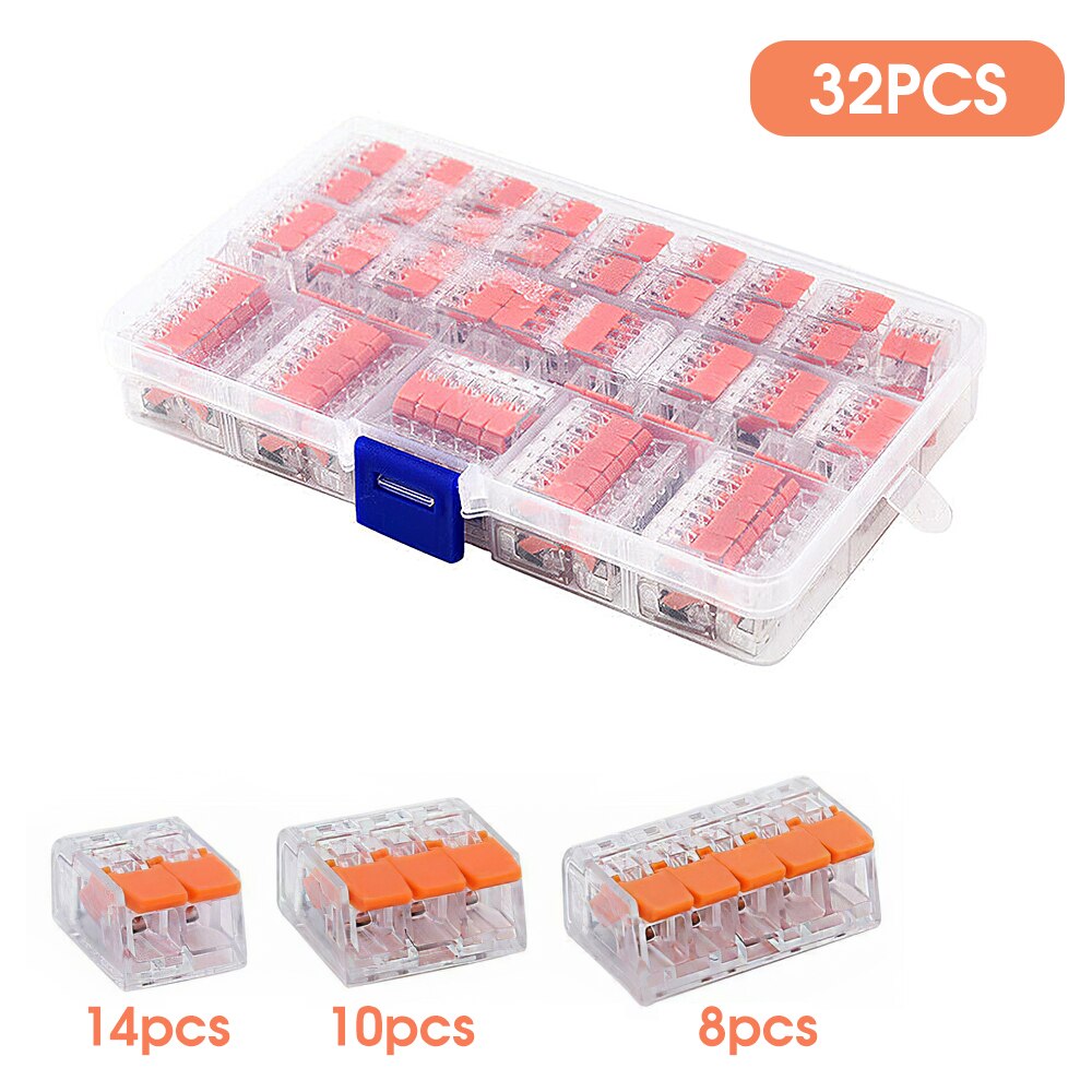 75pcs Electrical Wire Connector Terminals Universal Fast Terminal Household For Connection Wire Lamp Wiring Terminal Connection: 32PCS