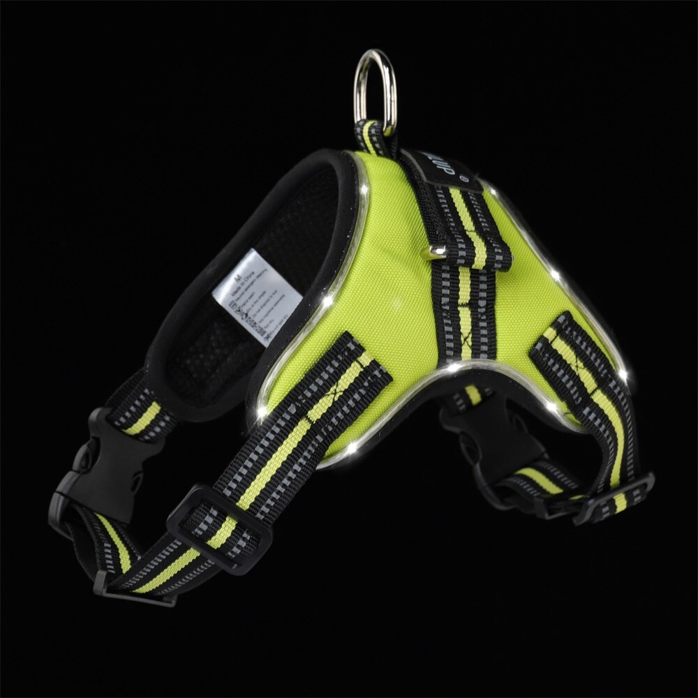 Huisdier Producten voor Grote Hond Harnas Verstelbare Led Kraag Puppy Lood Huisdieren Vest Hond Leads Accessoires Chihuahua Hond Levert: Licht Groen / XL