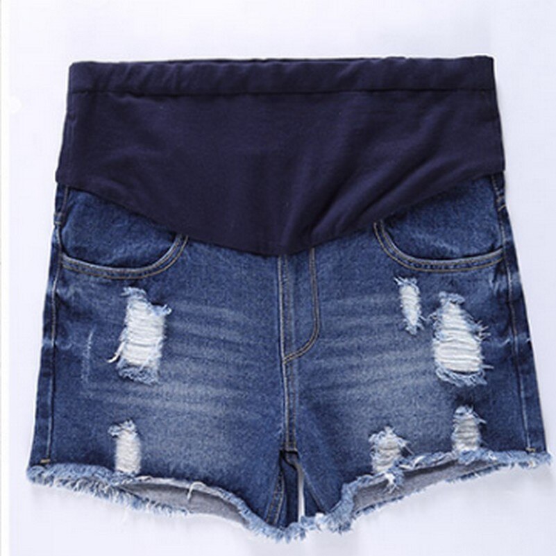 Plus Size Maternity shorts for Pregnant Women denim shorts Loose pants Pregnancy Clothes Spring Summer Jeans L-7XL 100kg: dark blue / XL