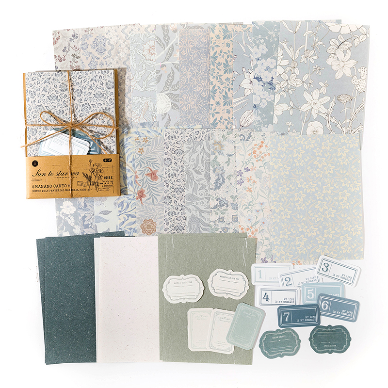 TIANZI 40 stks/pak Vintage materiaal Decoratieve Scrapbooking Dagboek Achtergrond papier DIY junk journal Etiket Briefpapier leveringen: Deep Blue