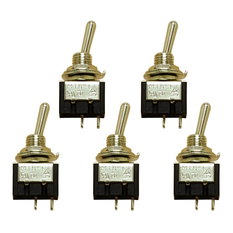 5pcs MTS-101 2 Pin SPST ON-OFF 2 Position 250V AC Miniature Mini Electrical Toggle Switch Mounting Hole