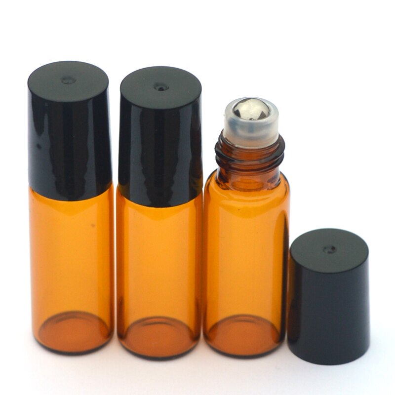 5 Stuks 1 Ml 2 Ml 3 Ml 5 Ml Amber Roll Glazen Flessen Voor Essentiële Oliën Roll-On hervulbare Parfum Fles Deodorant Containers