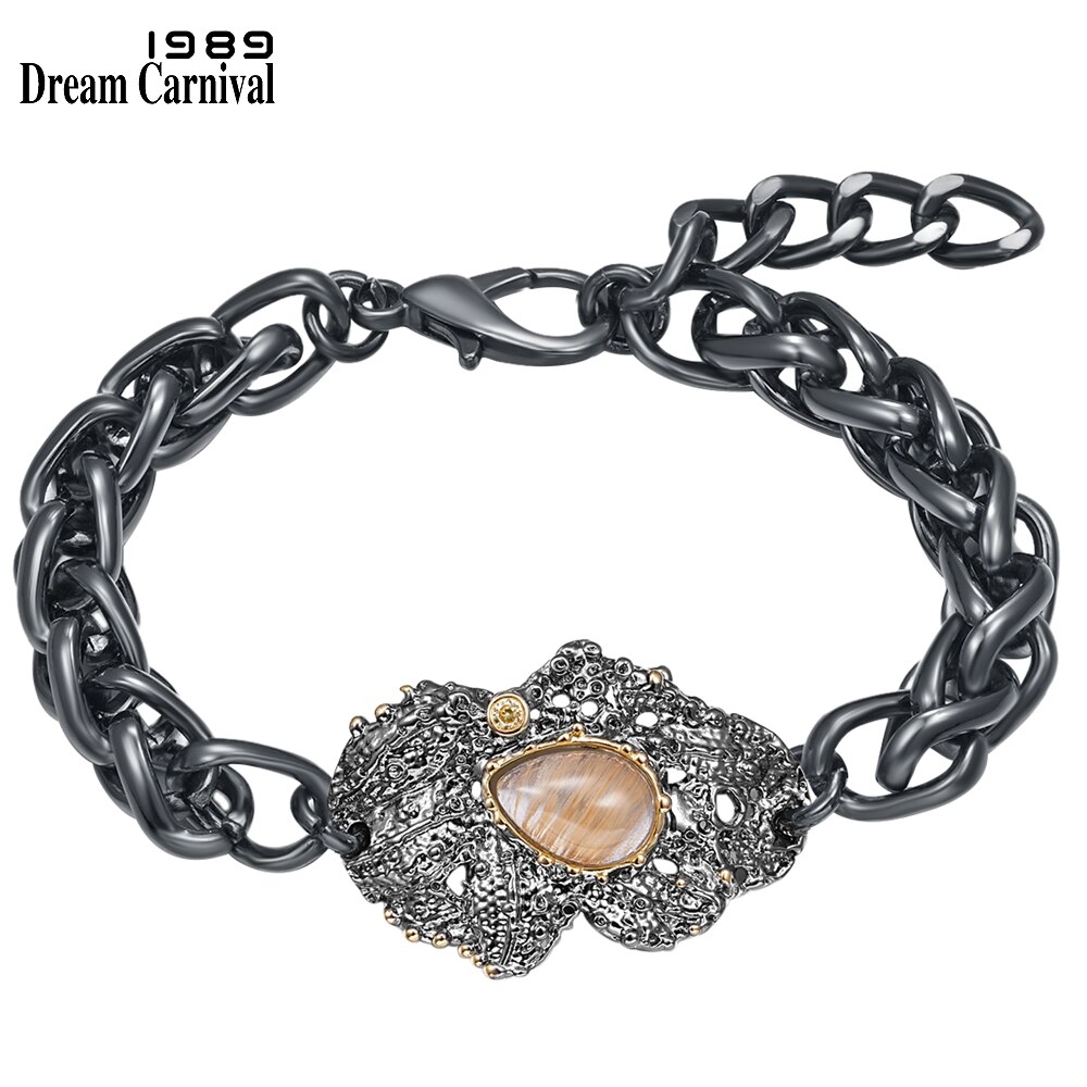 Dreamcarnival 1989 nova exagerada mulher pulseira áspera superfície festa jóias forte personagem água melão zircão vintage wb1240: Default Title