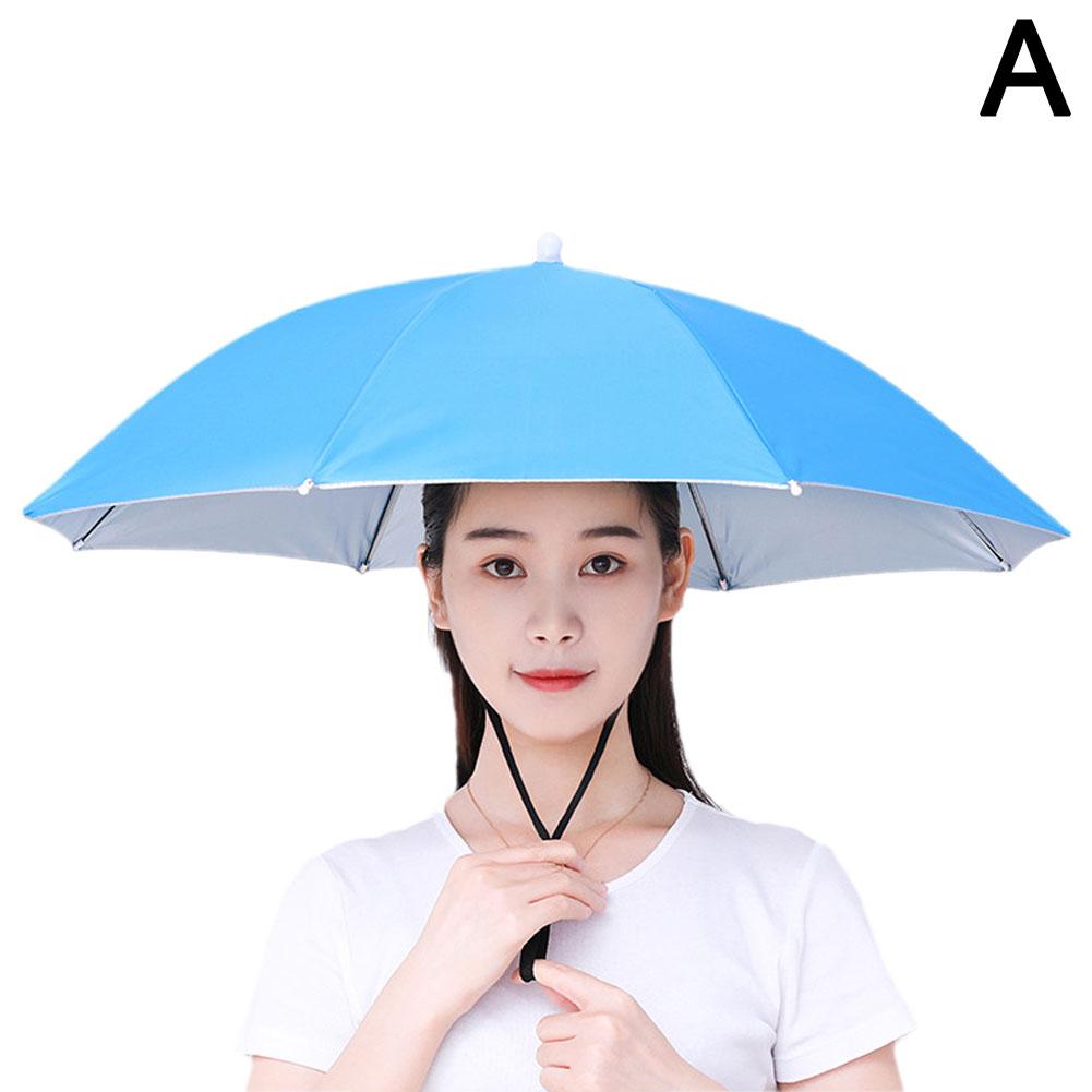 1PC ombrello cappello antivento testa di pesca indossando parasole pioggia Ingranaggio ombrello portatile pieghevole tutto'aperto campeggio cappelli da spiaggia: Rosso