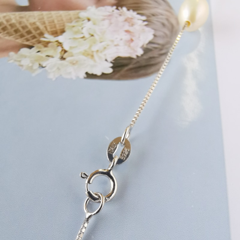 Daimi 6-7mm longo pérola colar prata 925 jóias camisola pérola colar para mulher