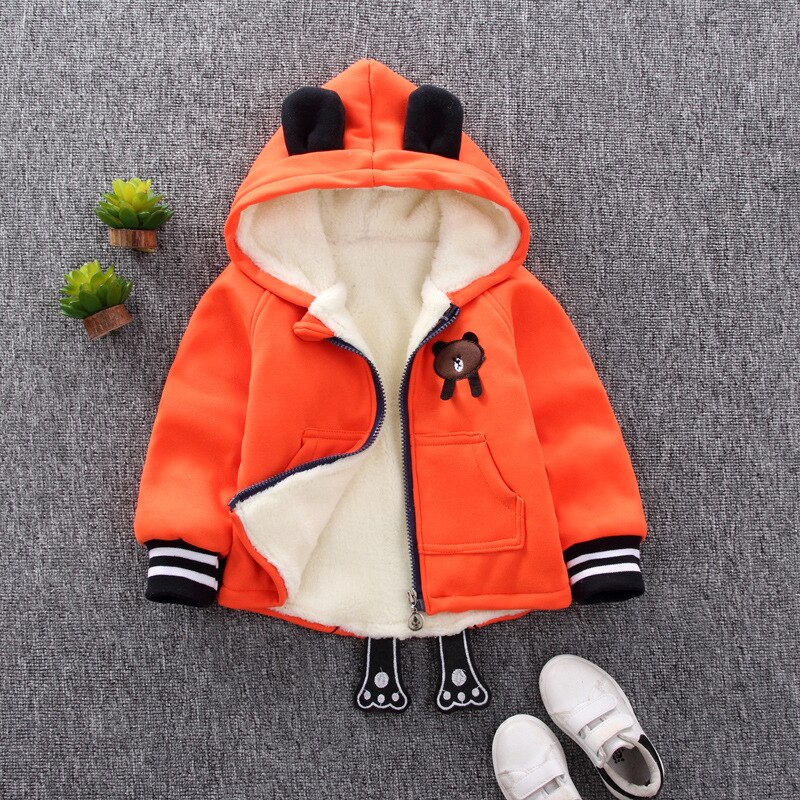 Winter baby jongens meisjes dikke wollen tops baby kinderen jongens bovenkleding kinderen buitenjassen voor bebé kleding: Oranje parka's / 18m