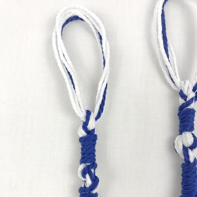 Jodendom Tzitzits Set Van Vier Wit Met Blauwe Draad-Kwasten (Met Langere Blauw Messias Draad) royal Blue Tzitzit