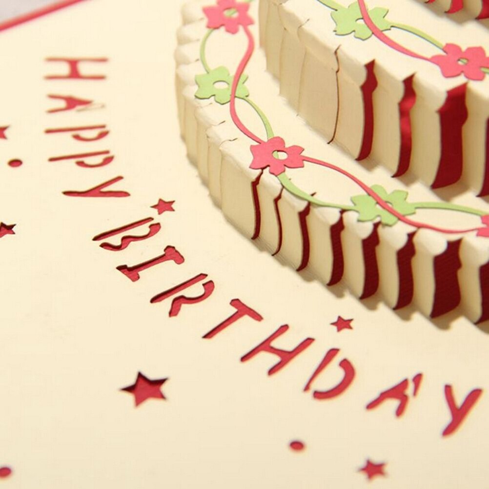 Birthday Cake Candle Greeting Card 3D Handcrafted Origami Envelope Invitation Card Kirigami Anniversary Pop Up