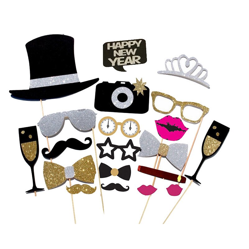 jojofuny Chic Nieuwjaarsfeest Fotoproppen Handheld Fotohokje Frame Decor Voor Feestelijke Herinneringen