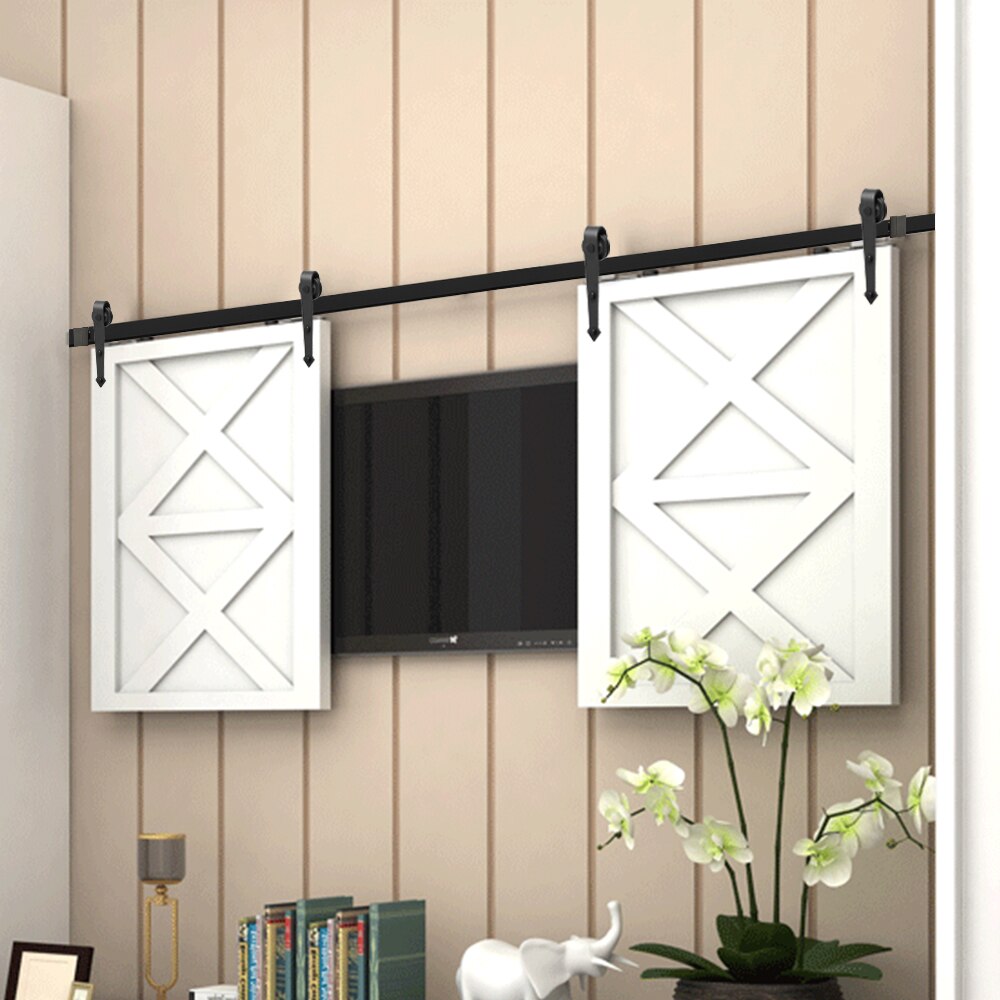 24&#39;&#39; to 72&quot; Mini Cabinet Sliding Barn Door Hardware Arrow Shaped for Double Door: 48in double door