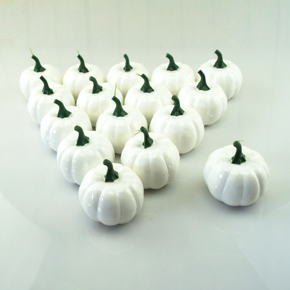 16Pcs Simulation Bubble Small White Pumpkin Foam Mini DIY Artificial Handwork Halloween Decor Car Interior Decoration 5.6*6.5