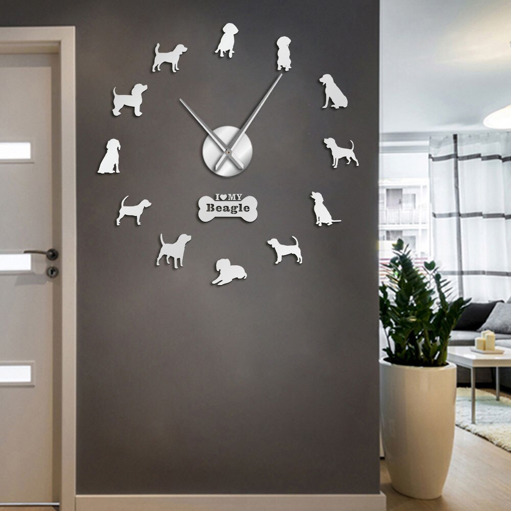 Kleine jachthond engelse beagle diy wanddecoratie gigantische wandklok beagle hond huisdierliefhebbers huisdecoratie moderne wandklok