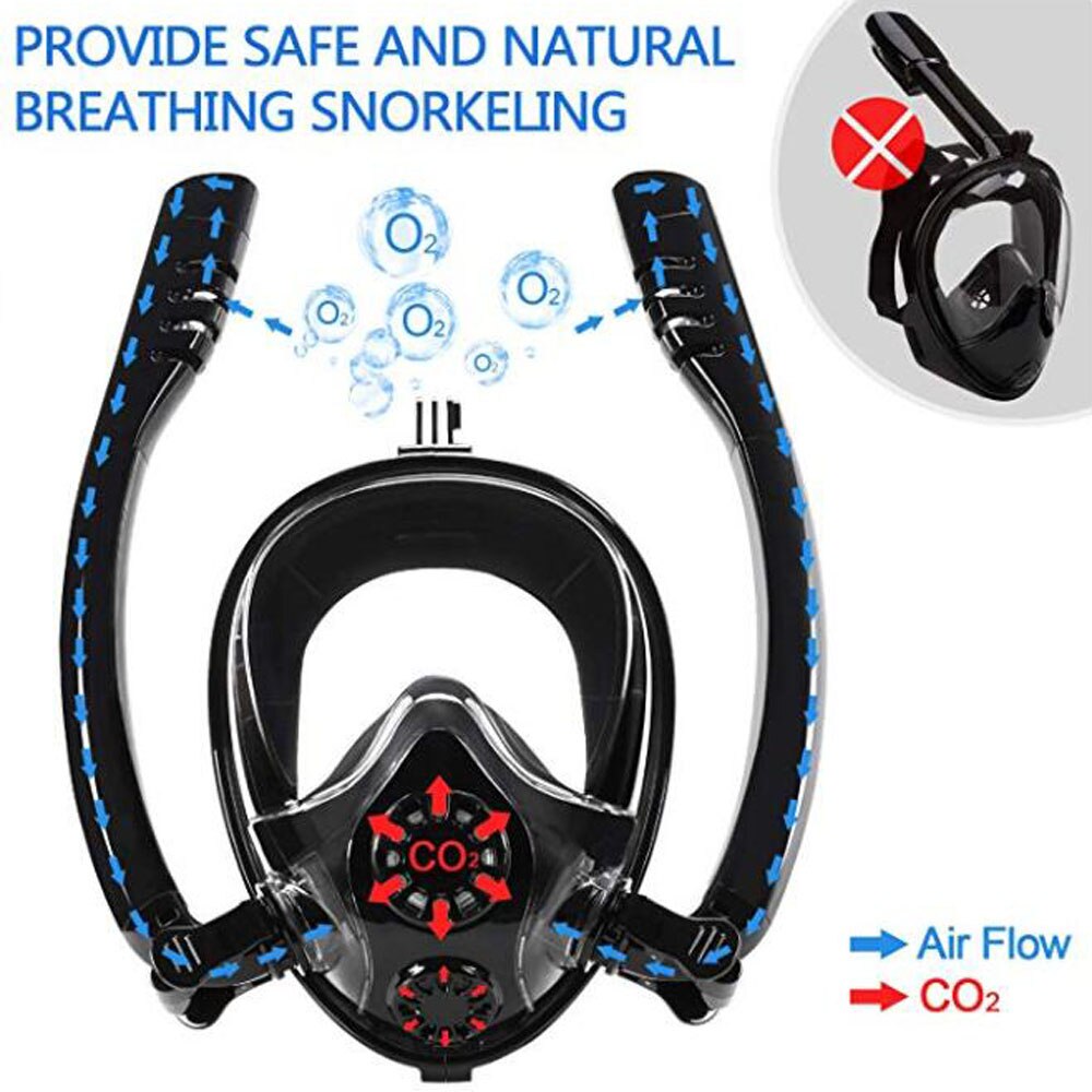 Pieno Viso Maschera Per Lo Snorkeling per Respiro Naturale e Sicuro di Nuoto Contro Perdite Anti Fog Mascherina di Immersione Subacquea Dry Snorkel Set K2 per I Bambini di Età