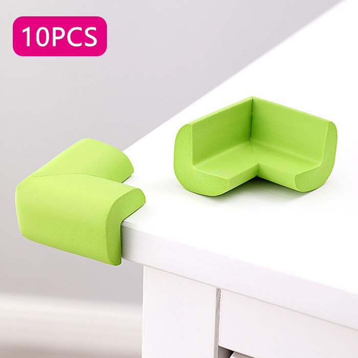 Protecteur d'angle de Table pour bébé, 10 pièces, housse de Protection de coin de meuble, bord droit doux, Protection de bord de Table pour bébé: Green