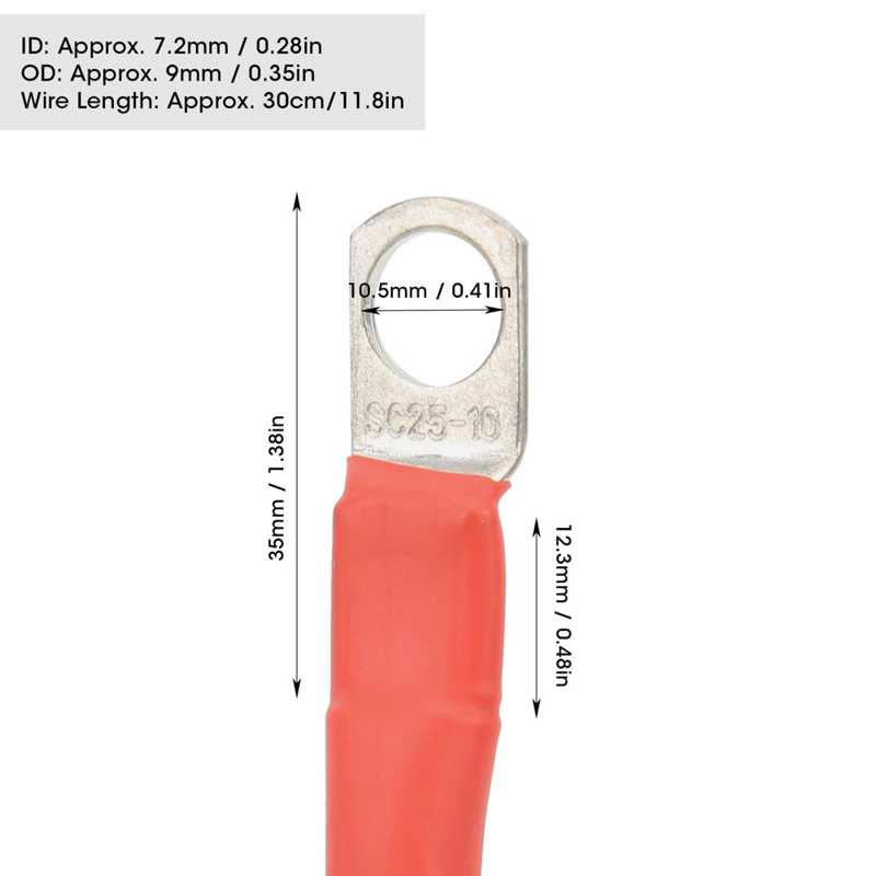 Batterij Terminal Connector Batterij Connector 11.8in Grond Draad 4AWG 25mm ² 150A Flexibele Aarde Kabel Universele Voor Batterij