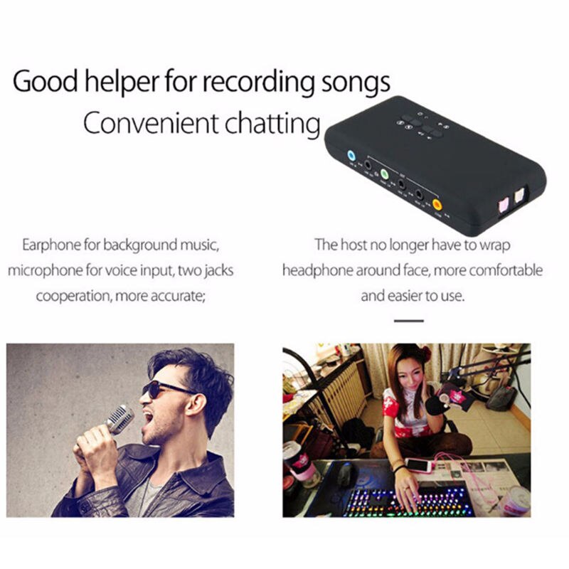 7.1 Sound Card Usb 2.0 Sound Card Cmi6206 Chipset Usb Usb o Device Class Spec1.0 And Usb Hid Class Spec 8 Channel Dac Output