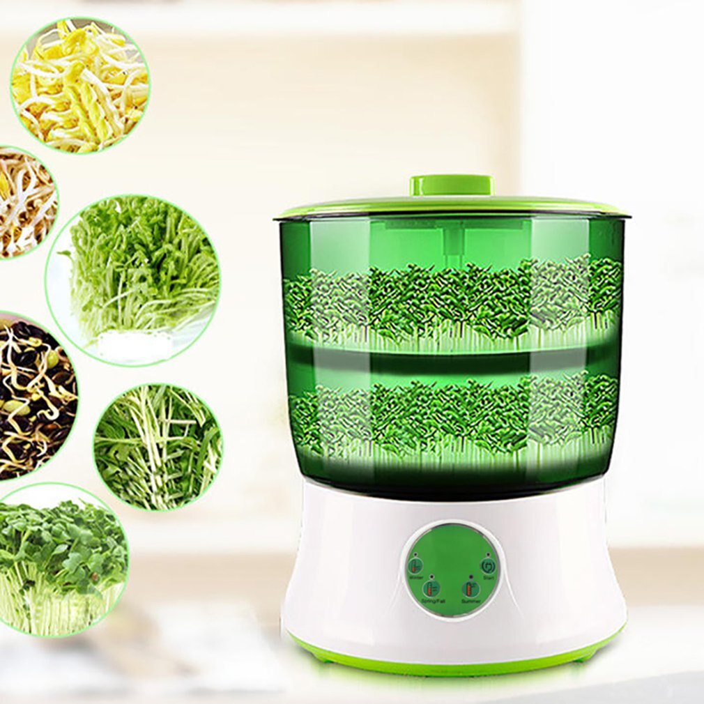 Digital Home DIY Bean Sprouts Maker 2 Layer Automatic Electric Germinator Seed Vegetable Seedling Growth Bucket Biolomix