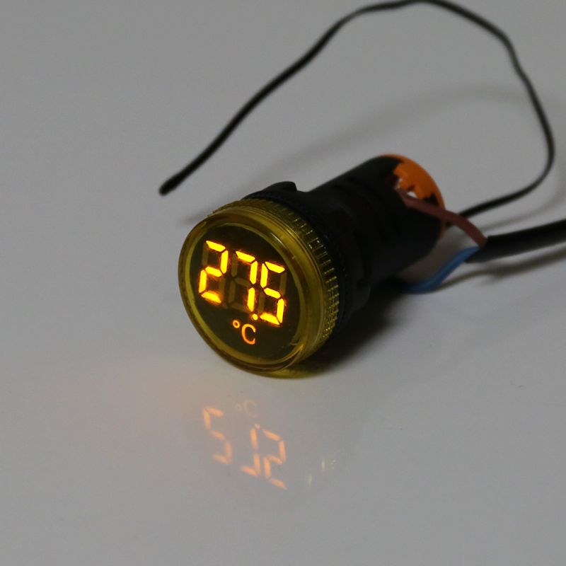 22mm AC 50-380V Thermometer Indicator Light LED Digital Display Temperature Measuring Induction Ranging -20-119℃