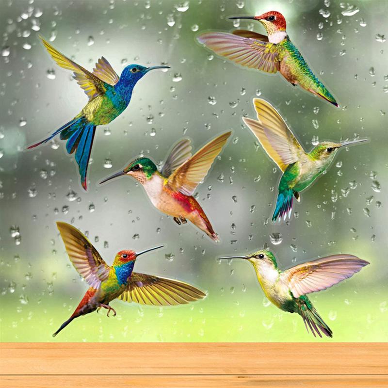 6 Pcs Hummingbird Window Clings Window Decor Decals Unique Window Decor Film Window Sticker Collision Hummingbird Sticker