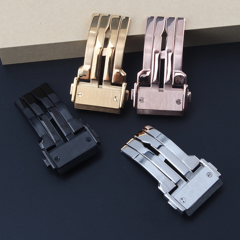 18mm 20mm 22mm For Hublo t Stainless Steel Deployment Clasp Watch Accessory Butterfly Buckle Silver Black Gold Folding buckle